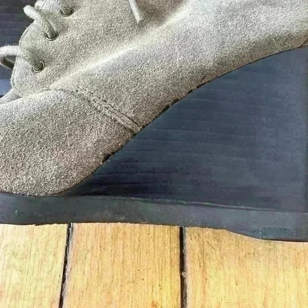 Franco Sarto Weston Taupe Brown Tan Suede Leather Lace Up Wedge Ankle Booties, 6 - Picture 10 of 10